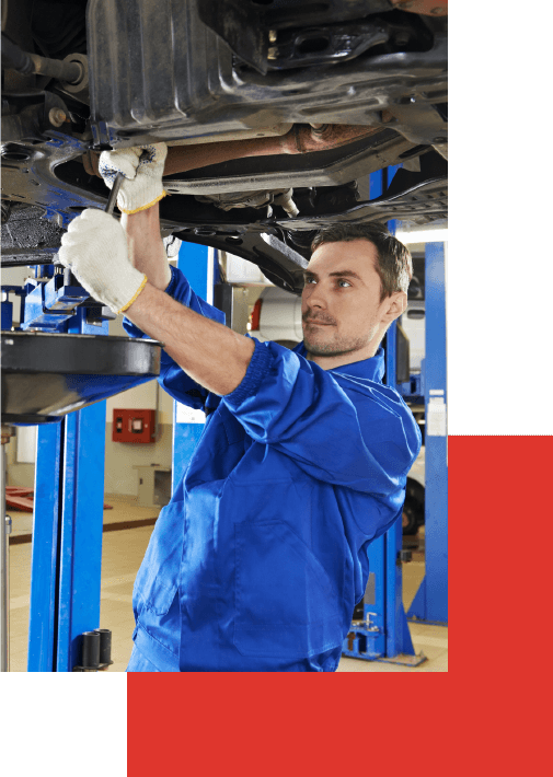 5280-Auto mechanic at car suspension repair